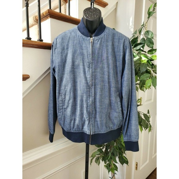 Old Navy Men's Solid Blue 100% Cotton Full Zip Long Sleeve Casual Jacket Size L - Picture 10 of 10